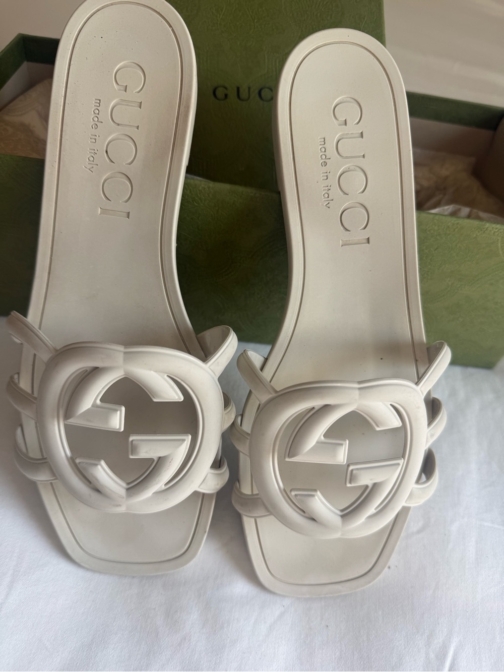 Gucci Cream Interlocking G Slide Mules, includes original dust bag and box - Picture 2 of 3